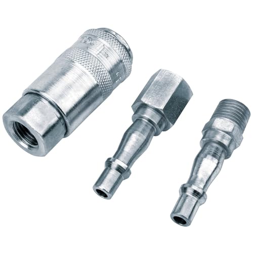 Draper 1/4 BSP PCL Air Coupling Set | 3 Piece Air Line Compressor Fittings | 37844