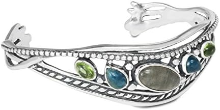 Relios Sterling Silver Multi-Gemstone Cuff Bracelet