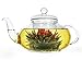 Clear Glass Teapot Set, 51 Ounce / 1500 Milliliter Stylish Borosilicate Water Kettle with Removable Strainer and Infuser Lid For Flower or Loose Tea