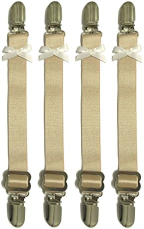 (6"-8") Women's Replacement Corset Stocking Garter Straps Set, Metal Clips (Nude Set of 4)