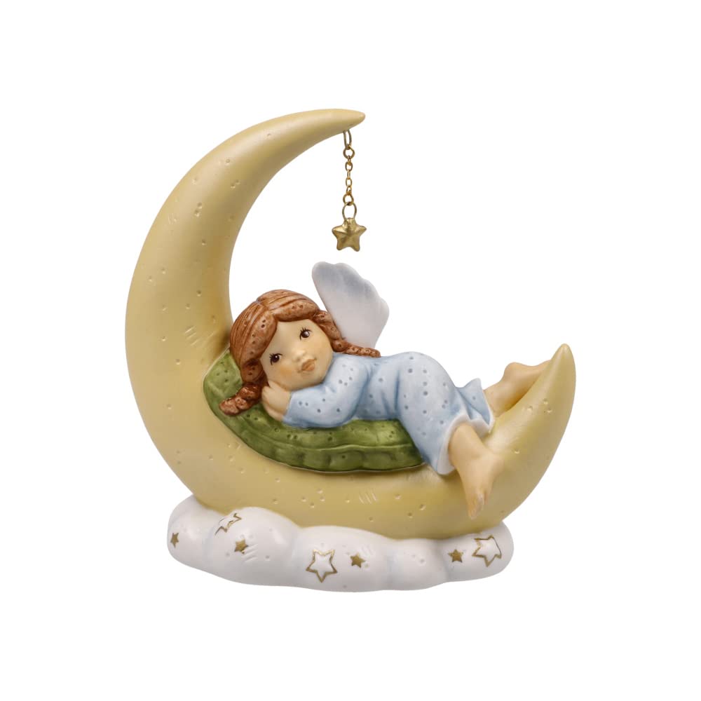 Goebel Nina and Marco Cuddly Moon Night Collectable Figurine Angel with Moon and Star Made of Porcelain, 11-750-99-1
