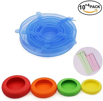 Reusable lids for bowls set of 6 and food huggers silicone food savers set of 4 (Transparent blue)