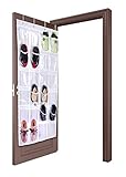 Over The Door Hanging Shoe Storage Organizer By Lebogner - 24 Clear Reinforced Vinyl Pouches, Store Up To 12 Pairs Of Shoes, White Space Saving Closet Accessories Organizer, Sturdy Shoe Organizer