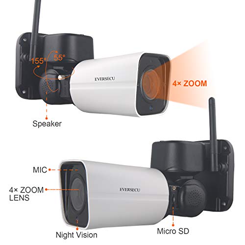 Eversecu 4X Optical Zoom Wireless PTZ Security Camera Pan Tilt Zoom