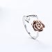 Meow Star Rose Ring Leaf Flower Ring Adjustable Cuff Ring for Women(Gold Plated)