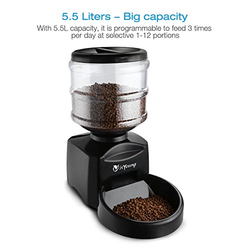isYoung 5.5L Automatic Pet Feeder Electronic Control Feeder with Big