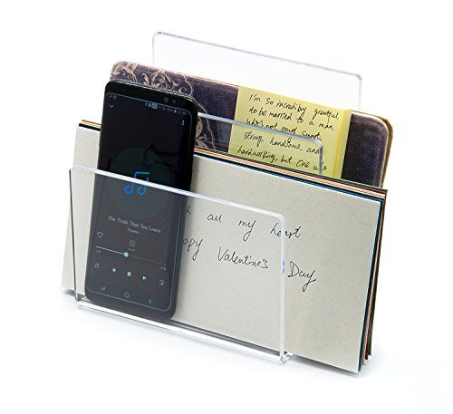 Combination of Life 2 Sections Acrylic Mini File Sorter Desktop Organizer Clear 6 inches W by 4.1 inches D by 6.5 inches H Set of 2 - Thumbnail 3