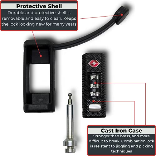 Tsa Approved Tactical Gun Case Lock, Black with protective rubber