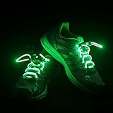 Flammi LED Shoelaces Light Up Shoe Laces with 3 Modes in 5 Colors Flash Lighting the Night for Party Hip-hop Dancing Cycling Hiking-type A (Green)