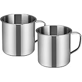 Ciieeo Multipurpose Small Stainless Steel Water Mugs with Handle 2.36 Inch Lightweight Metal Cups for Kids 6-8 Kindergarten Camping Picnic