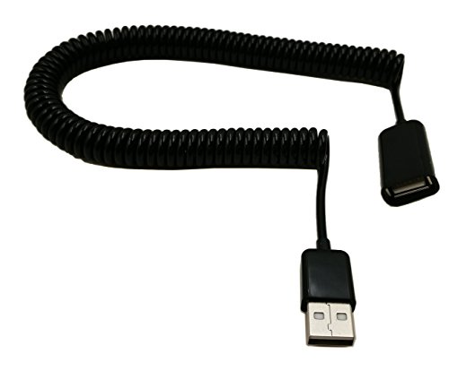 CGTime 10FT/3M Spiral Coiled USB 2.0 Male to Female Data Sync & Charge Cable (Black)