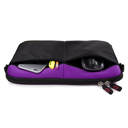 Kroo 12-13 Inch Laptop Sleeve Tablet Bag, Water Resistant Neoprene Notebook Computer Carrying Cover for MacBook, Microsoft Surface, Chromebook (Purple) - Thumbnail 5