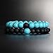 YUXI 2 PCS/Set 8 mm Beads Stone Couple Distance Strand Bracelet Lovers Gifts Jewelry (Black & Blue)