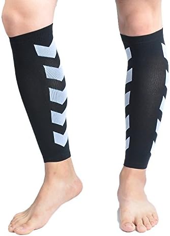 Faladi High Performance Graduated Calf Compression Sleeves for Men&amp; Women (1 Pair)-Help Relief Shin Splints, Calf Strain and Reduce Fatigue -Great for Running,Cycling,Maternity,Travel&amp;More (S/M)