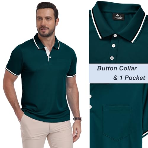 ZITY Polo Shirt for Men 3 Pack Short Sleeve Polo Shirt Golf Work Breathable Casual T-Shirt with Pocket Summer Three Pieces T Shirt for Vacation