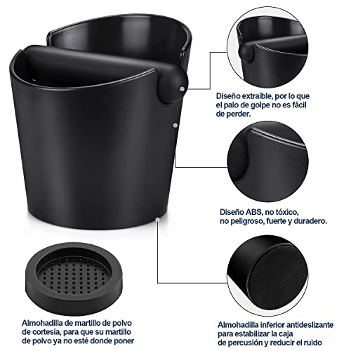 SKM-MX Caja para café,Caja de golpe,Caja de café de 4,4 pulgadas,Con palanca de golpeo duradera y almohadilla de martillo de polvo, Cubo para el café,Disfrute de un café fresco y molido (2 Piezas)