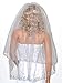 Gogh 2T 2 Tier Silver Lined Beaded Edge Fingertip Length Bridal Wedding Veil 09 (Light Ivory)