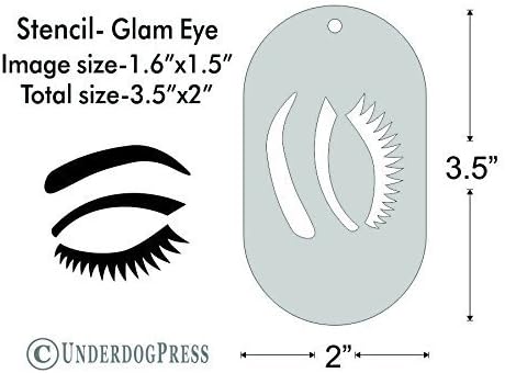 Stencil- Glam Eye, 1.6x1.5 Inch Image on 3.5x2 Border, Size 1
