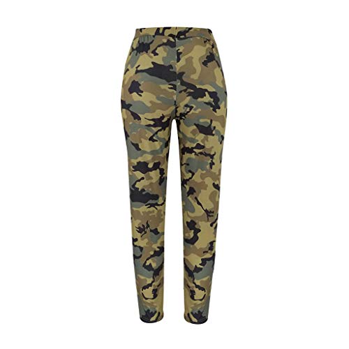 Botrong Pants for Women Camouflage Printed Casual Sports Long Pants with Drawstring (Army Green,L)