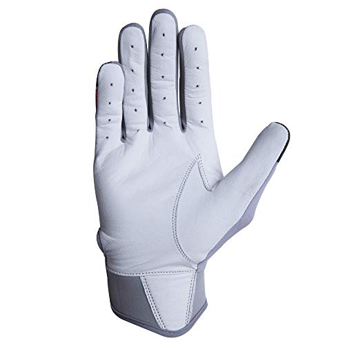 Loudmouth Baseball Batting Gloves (Grey, Youth - X-Small)