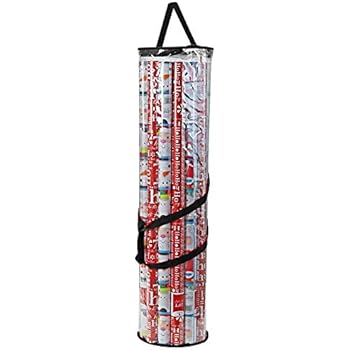 ProPik Gift Wrapping Paper Storage Organizer Bag, Store Up to 24 Rolls 40 Inch, Heavy Duty PVC Clear Bag with Handles and Zippered Top Wrap and Ribbons (Black)