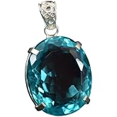 certified 94.50 ct natural blue topaz pendant 925 silver oval cut loose gemstone necklace