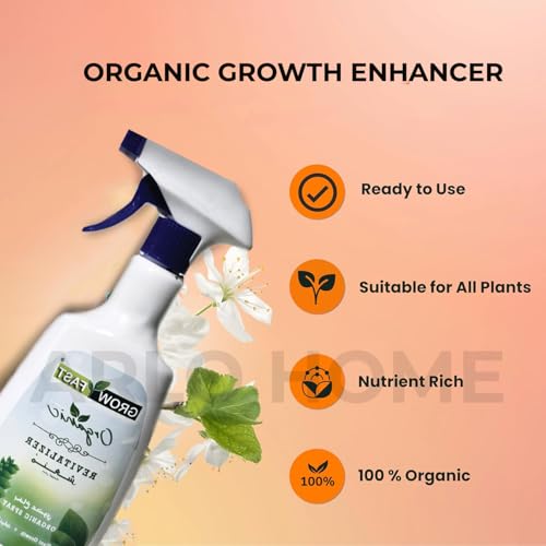 Organic Growth Fertilizer Spray (860 ml) - Organic Revitilizer Outdoor & Indoor Plant Food - All-Purpose, Nutrient-Rich Lawn Fertilizer & Soil Enhancer for House Plants, Green Leaves