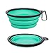 YISSCEN Collapsible Dog Bowl Large, Portable Silicone Travel Food Bowls for Dogs, Food Grade Silicone BPA Free Pet Food Water Bowls (Blue & Green)