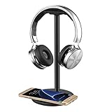 Ashbringer Headphone Headset Stand/Hanger/Holder/Mount with QI Wireless Charging for Samsung Galaxy S7 /S7 Edge,S6 / S6 Edge,Note 5, Nexus 7/5/4, Nokia Lumia 1520, LG G2/G3/G4
