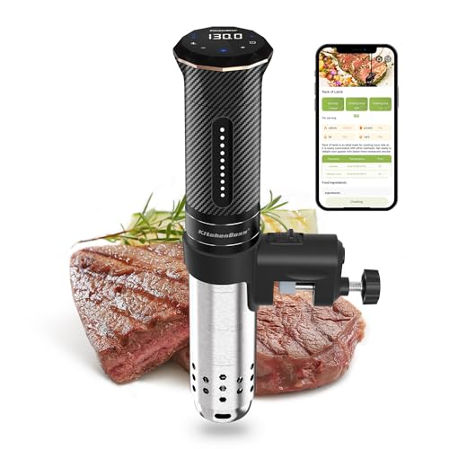 KitchenBoss Wifi Sous Vide Cooker: Ultra-quiet Sous Vide Machine Immersion Circulator APP Control, IPX7 Waterproof All-stainless Steel 1100W Sous Vide Precision Cooker Fast-Heating, Carbon Black