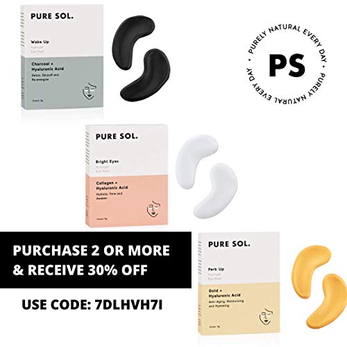 PURE SOL. Hydrogel Eye Mask Charcoal + Hyaluronic Acid, Detox, De