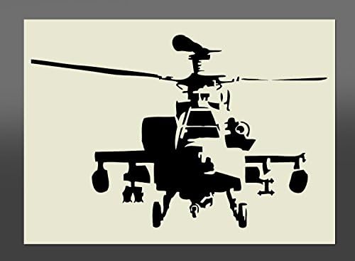 PixieBitz Apache Helicopter Mylar Stencil A4 297x210mm Wall Art, Furniture Stencil, Fabric Stencil