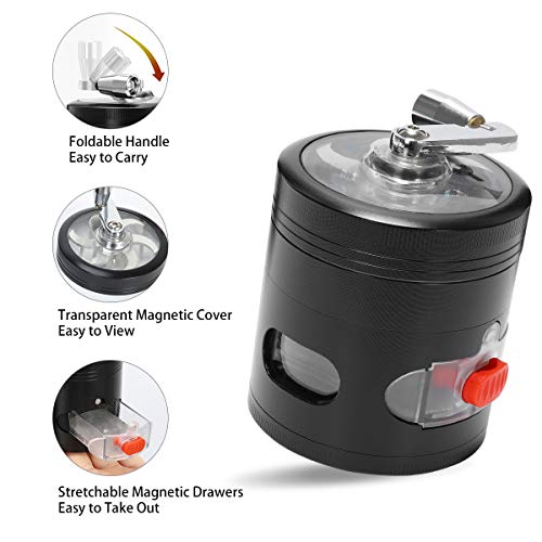 TIRIRS Hand Cranked Clear Herb Grinder Hand Spice Grinder With Drawer