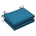 Pillow Perfect Outdoor/Indoor Spectrum Peacock Square Corner Seat Cushions, 2 Count (Pack of 1), Blue, 2 Pack