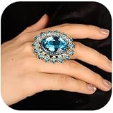 Xerling Big Crystal Rhinestone Ring Women Statement Ring Cocktail Party Promise Prom Ring Aesthetic Finger Ring