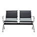 Walcut Deluxe Heavy Duty Black Pu Cashion Reception Area Airport Waiting Room Bench Chair 2-Seat