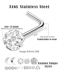 Jovitec - Piercing para la nariz de acero inoxidable, 0.71 oz