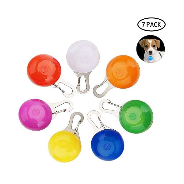 GOUSHENG collar Animali Domestici  Pet LED Pendant, 7 Pack Pet Collare Anti-Perso Light Up Collari per Cani Water Resistant Clip-On Dog Cat Collar Light - Safety Night Walking Lights Criceto per Cani