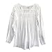 Cinidy Women Long Sleeve Chiffon Lace Crochet Blouse T Shirt Tops (L)