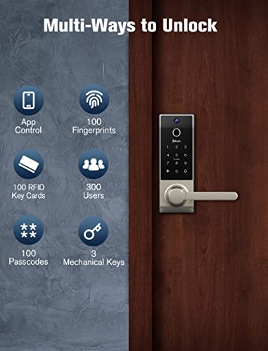 Smart Lock, 3-in-1 Camera+Doorbell+Fingerprint Keyless Entry Door Lock, WiFi Door Lock with Handle, App Control, Anti-Peeping, Auto Lock, IP65 Weatherproof, 3D Biometric Fingerprint for Front Door