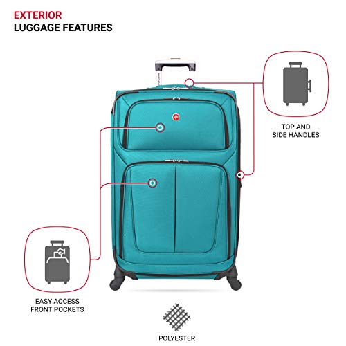 SwissGear Sion Softside Expandable Roller Luggage, Teal, CheckedLarge