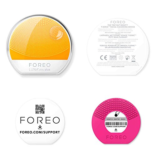 FOREO Luna Play Plus Portable Facial Cleansing Brush Waterproof Skin Care Device with Replaceable Battery, Sunflower Yellow