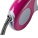Retractable Dog Leash with Nylon Ribbon Cord, Hand Grip, One Button Brake & Lock for Small, Medium Dogs (Pink)