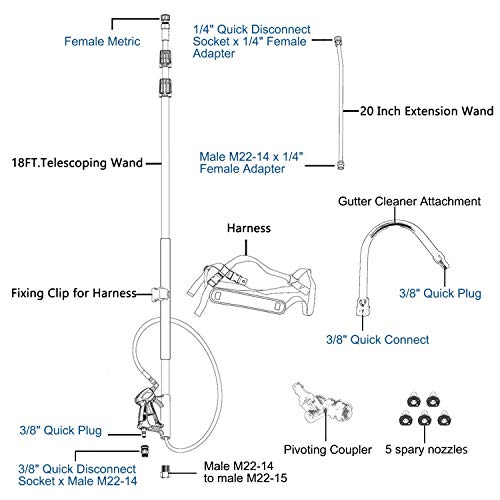 EDOU 4,000 PSI High Pressure Washer Extension Wand Telescoping Lance 6