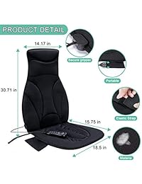 Comfitech   Cojín para asiento de coche con masajeador térmico y 10 motores vibrantes para oficina, coche y casa