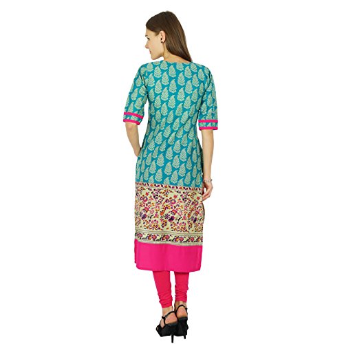 Bollywood Kurta Indian Women's Cotton Kurti Tunic Dress - 40" Length, Short Sleeves, Ethnic Wear - View #3