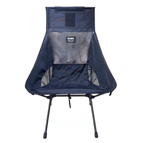BASK Daydream Cadeira Premium Dobrável com Encosto Alto e Travesseiro – Extra Grande, Estrutura em Alumínio Resistente (150kg) – Portátil para Camping, Pesca, Praia e Lazer – Preto