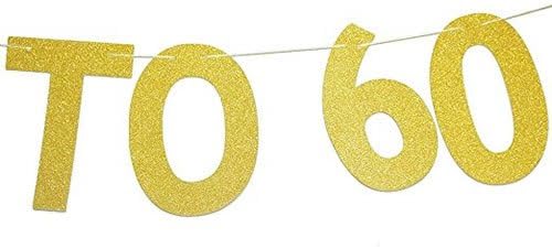 Veewon Cheers to 60 Years Banner Gold Glitter Letters Bunting Garlands 60th Birthday Anniversary Party Photo Prop Decor - Image 4