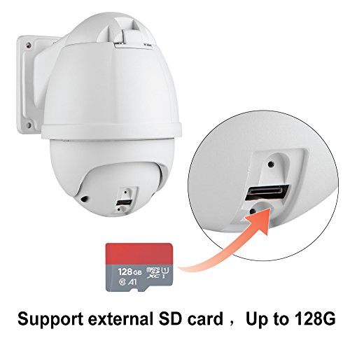 1080P Full HD Outdoor WiFi Security Camera, Outdoor PTZ IP Camera, 4X Optical Zoom, Auto Focus, IP66 Weatherproof, 196ft Night Vision, External Card Slot up to 128GB Micro SD Card, S2A, US, White - Thumbnail 3