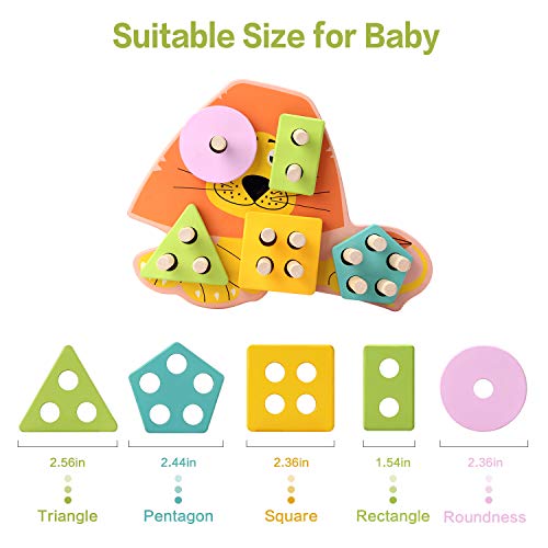 image for Roxenda Wooden Educational Toys, Wooden Shape Color Sorting Preschool 